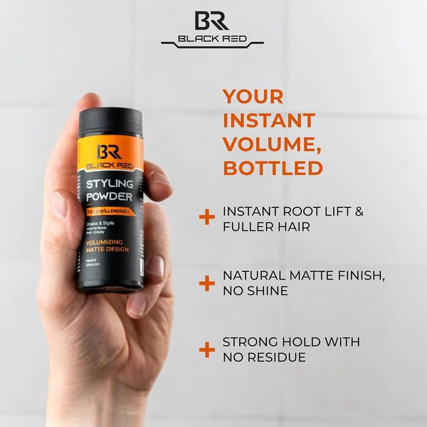 Black Red-Hair Styling Powder Wax Haarpuder 20 Gr Permanent Matt (Volumizing Matte Design)