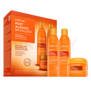 Kativa Post Brazilian Straightening Kit Set zur Haarglättung mit Keratin 2 x 225 ml + 150 ml