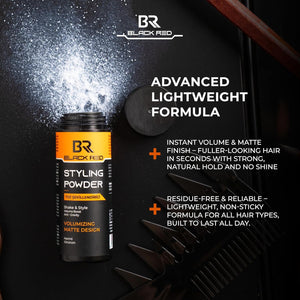Black Red-Hair Styling Powder Wax Haarpuder 20 Gr Permanent Matt (Volumizing Matte Design)