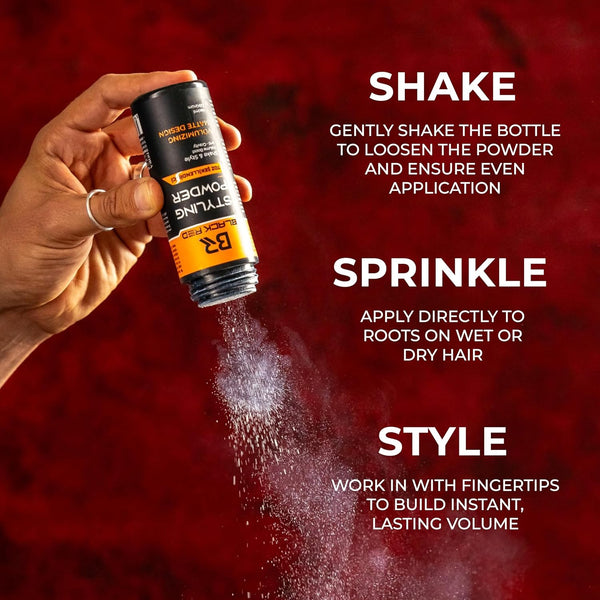 Black Red-Hair Styling Powder Wax Haarpuder 20 Gr Permanent Matt (Volumizing Matte Design)