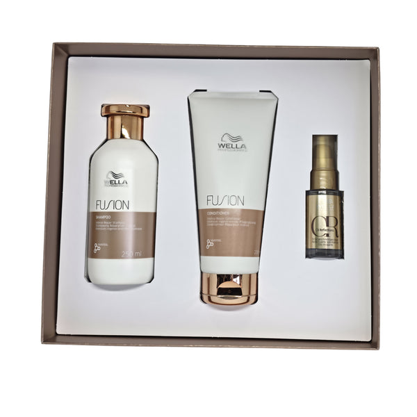 Wella Fusion Intense Repair Shampoo 250ml Conditioner 200ml Oil Reflections Luminous Smoothing Oil 100ml