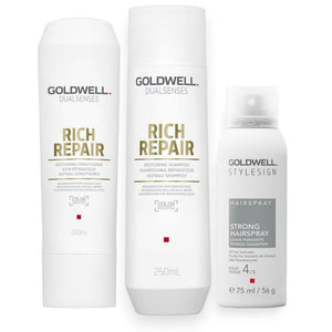 Goldwell Dualsenses Rich Repair Restoring Set - Shampoo 250ml + Conditioner 200ml + Haarspray gratis