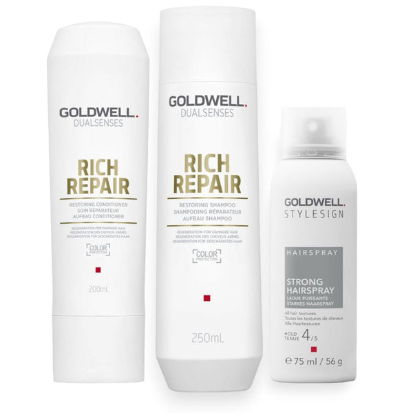 Goldwell Dualsenses Rich Repair Restoring Set - Shampoo 250ml + Conditioner 200ml + Haarspray gratis