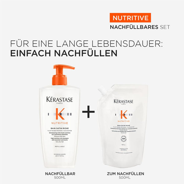 Kérastase Nutritive Bain Satin Riche Refill Bundle - Shampoo 500 ml + Nachfüllpack 500 ml