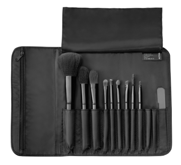 Alcina Professionelles Pinselset mit Eleganter Pinseltasche für Make-up-Anwendung und Organisation